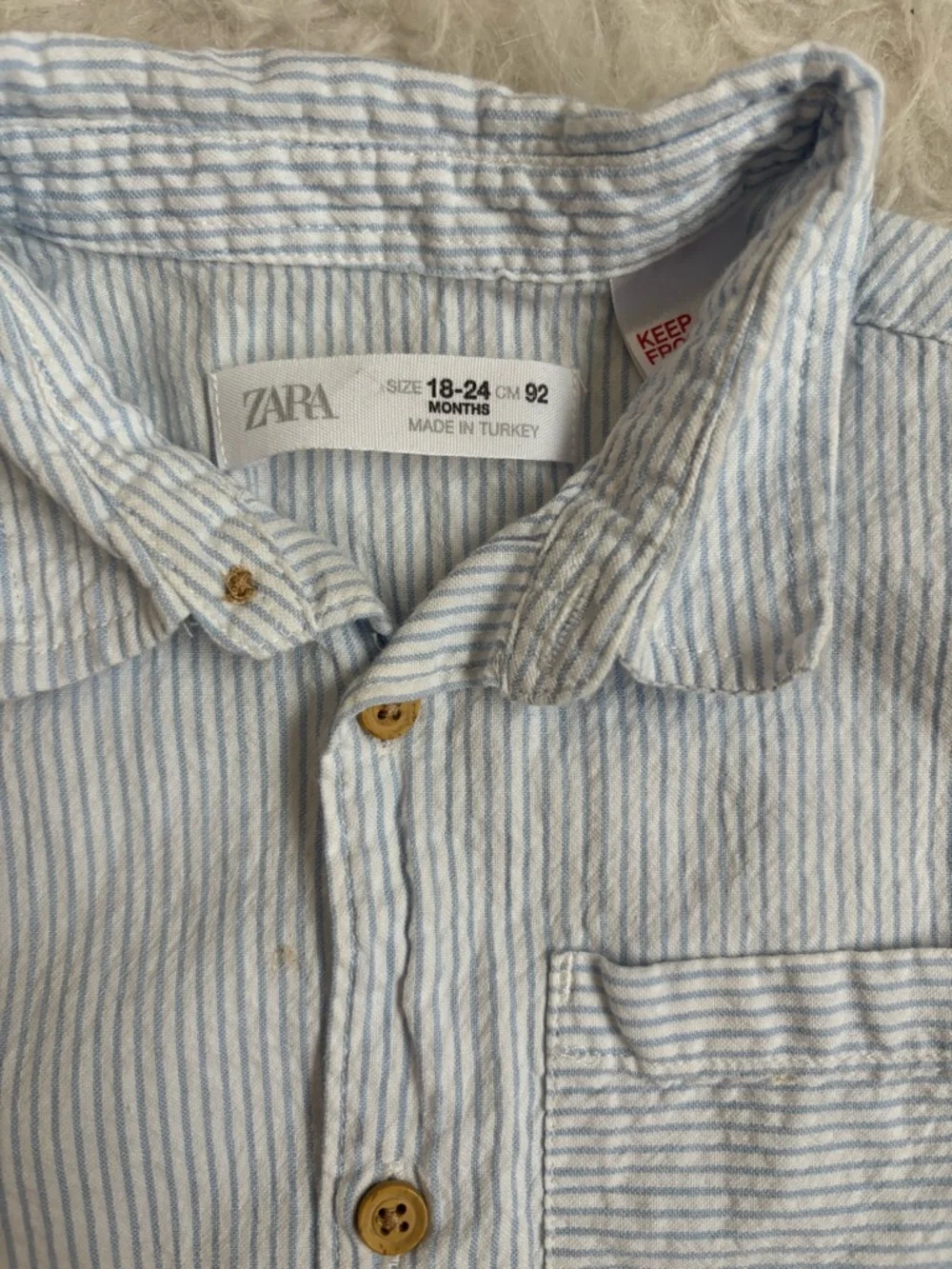 Zara Baby Minimalist Light Blue & White Striped Button Down Shirt & Shorts Set
